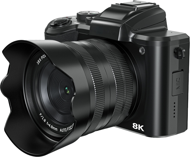 Entry - 8K Dual-Camera Professional Camera: 88MP Interpolated Pixels (Front IMX586 48MP/ Rear IMX386 12MP), 7680x4320 15fps Cinematic Video, iSmart DV2 App Control for Vlogging & Commercial Shots